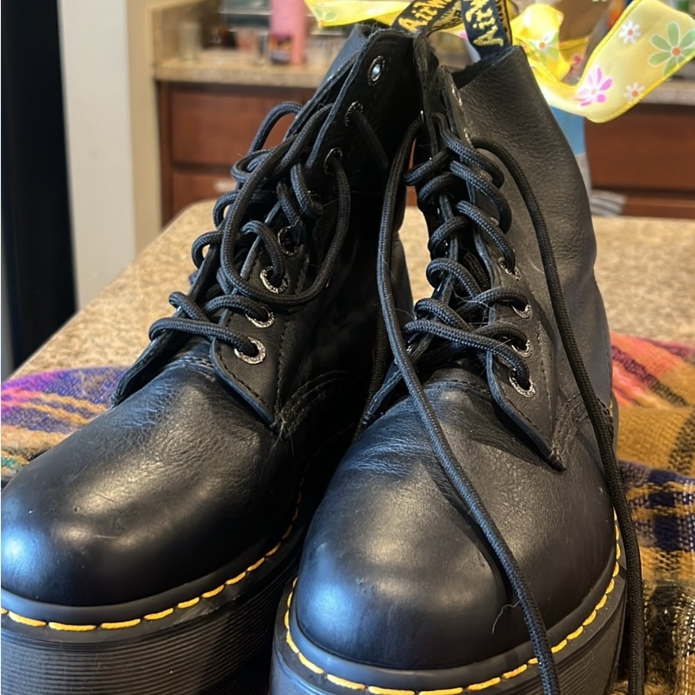 Black Leather Platform Boots